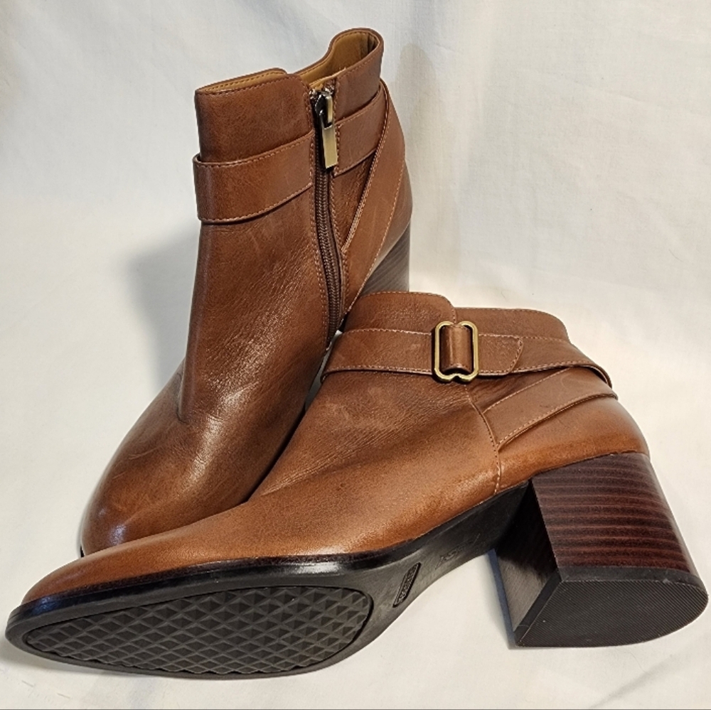 Aerosoles Dk Tan Leather Ankle Boots, Size 9